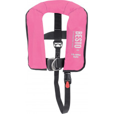Besto Junior automatisch inflatable 100N reddingsvest incl.  harnas - Kinderen 20 tot 50 kg - roze. Meerder kleuren